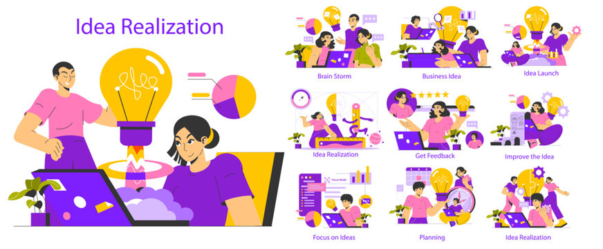 Idea Realization. Flat Vector Illustration