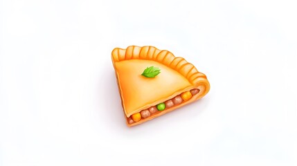 Colorful Slice of Pie with Vegetables and Leaf on White Background