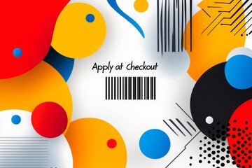 Obraz premium A flat, geometric representation of a digital coupon code, with a barcode and 