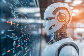 A futuristic AI-driven annuity management system analyzing retirement plans