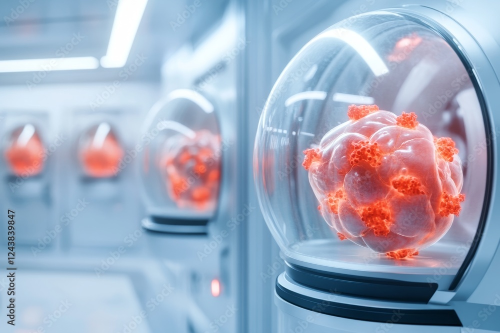 Poster A futuristic bioengineering lab growing synthetic organs in a controlled environment