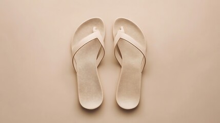 Fototapeta premium Simple sandals with thin straps set against a solid beige backdrop