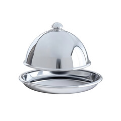 Fototapeta premium Silver and glass cloche set 3d rendering png on transparent background