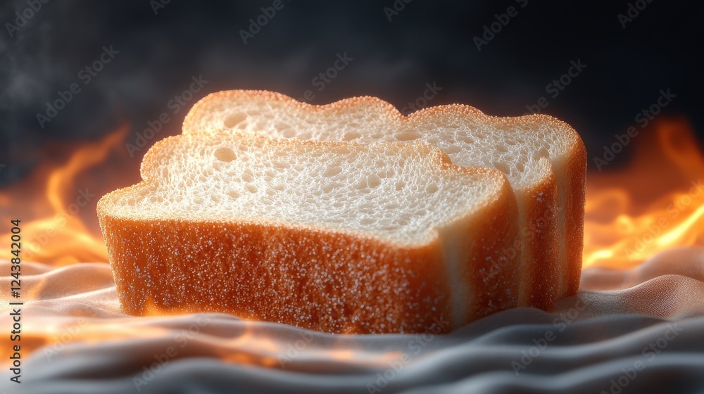 Poster single slice of white bread isolated on transparent background