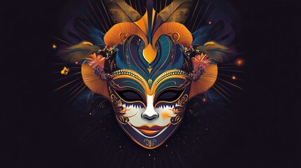 Mardi Gras Harlequin Mask Design: A Detailed Vector Illustration Perfect for Carnival Festivities