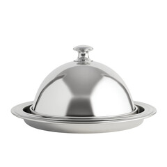 Silver and glass cloche set 3d rendering png on transparent background