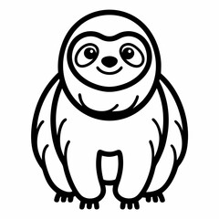 Simple a Sloth line art vector white background
