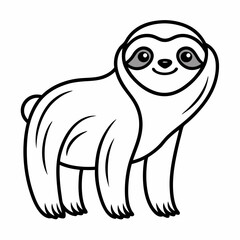 Simple a Sloth line art vector white background