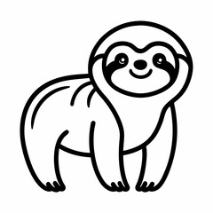 Simple a Sloth line art vector white background