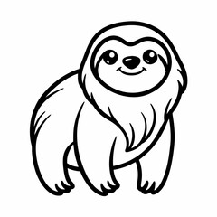 Simple a Sloth line art vector white background
