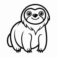 Simple a Sloth line art vector white background