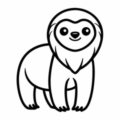 Simple a Sloth line art vector white background