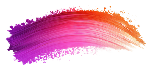 Vibrant pink and orange paintbrush stroke, isolated on transparent cutout background