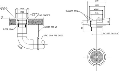 vector sketch illustration silhouette of FLOOR DRAIN DETAIL design for drainage 