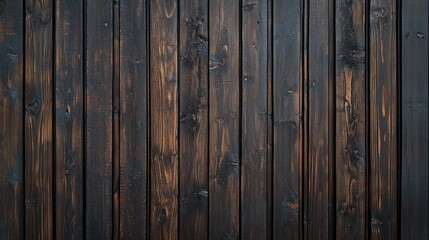 Naklejka premium Dark brown wood planks, vertical texture, wall background, rustic design