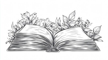 Vector Line Art Image of a Notebook Depicted on a White Background