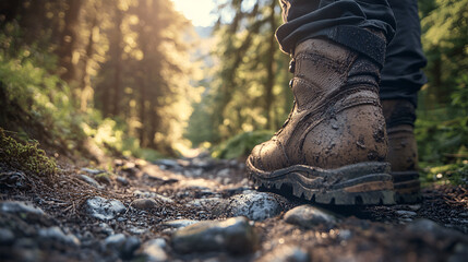 Dirty hiking boots
