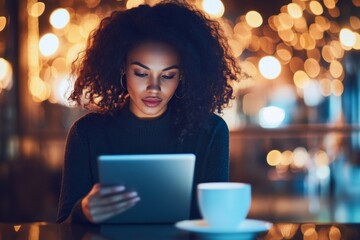 A modern businesswoman checking an email notification about an interest-free mortgage approval