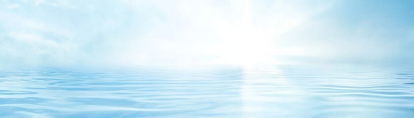 Obraz premium Vast expanse of tranquil blue sky with fluffy white clouds over serene waters