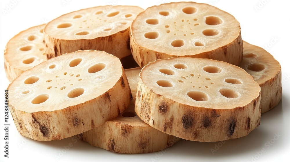Poster sliced lotus root isolated on transparent background