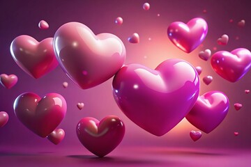 pink hearts background 8 March. Women's Day pink heart banner for the website.