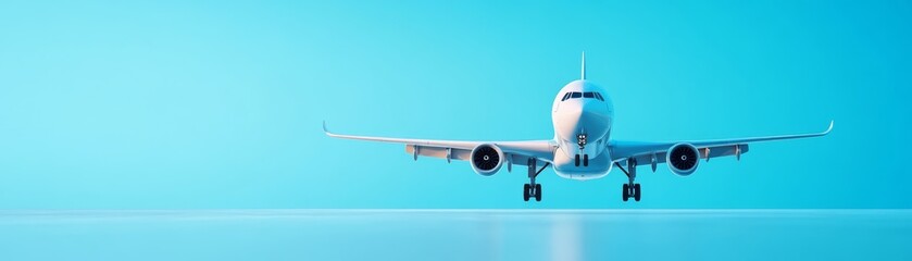 Fototapeta premium Majestic white airplane soaring through the expansive blue sky on a sunny day