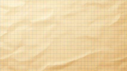 Beige graph paper texture with brown grid lines, creases, worn. education, planning, and design.