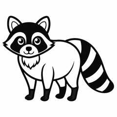 Simple a Raccoon line art vector white background