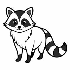 Simple a Raccoon line art vector white background