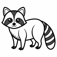 Simple a Raccoon line art vector white background