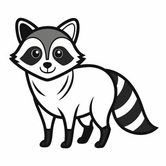 Simple a Raccoon line art vector white background