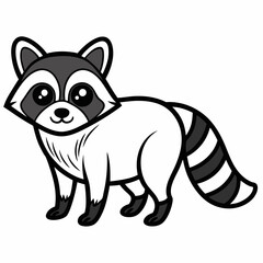 Simple a Raccoon line art vector white background