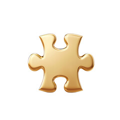 Obraz premium Golden Puzzle Piece on a Clean Minimal Isolated on transparent background