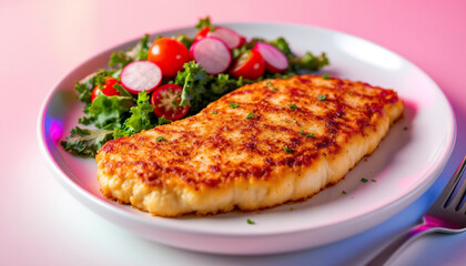 Crispy Pan-fried Chicken Breast with Salad