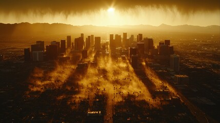 coastal village devastated by a cyclone, with collapsed houses, broken boats, and fallen palm trees scattered across the shoreline. The receding storm clouds and standing water add to the post-disaste