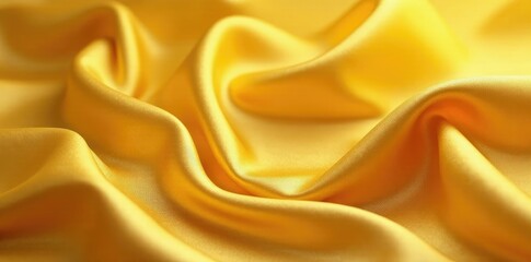 Obraz premium Luxurious golden folds on a silk organza fabric, smooth, metallic, opulent