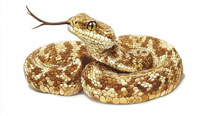 Obraz premium Detailed Scales and Patterns of a Coiled Rattlesnake