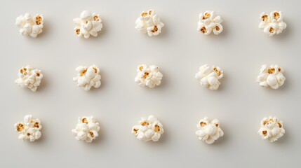 Freshly popped popcorn arranged in a delightful pattern.