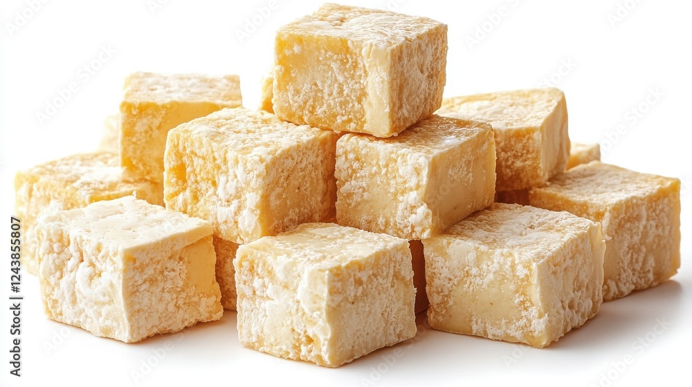Poster stack of tofu cubes isolated on transparent background