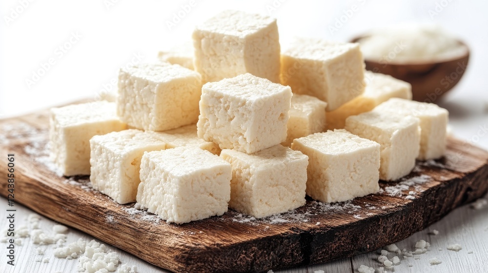 Poster stack of tofu cubes isolated on transparent background