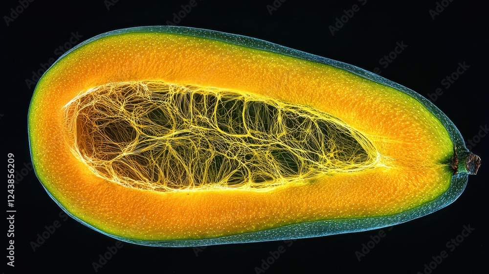 Aufkleber microscopic cross section of a fruit, revealing intricate internal structures and vibrant colors. il