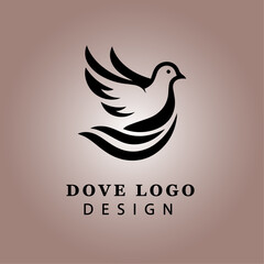  Elegant Dove Silhouette Vector Art with Wings Spread for Peace and Freedom Design in Minimalist Style, Ideal for Logos or Decorative Prints

