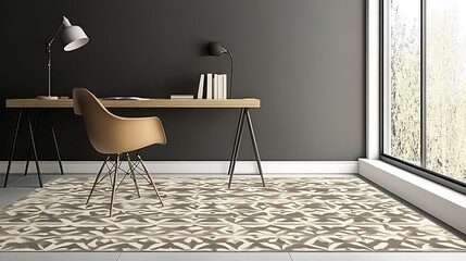 Modern Home Office Design With Abstract Area Rug