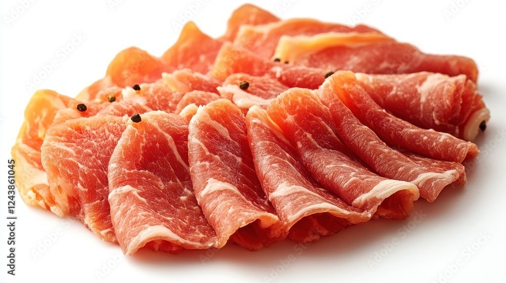 Poster thinly sliced pork isolated on transparent background