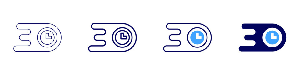 Fast time icon in 4 different styles. Thin Line, Line, Bold, and Bold Line. Duotone style. Editable stroke
