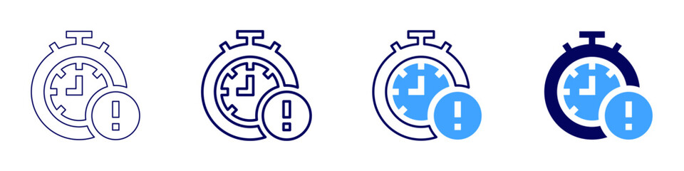 Overdue icon in 4 different styles. Thin Line, Line, Bold, and Bold Line. Duotone style. Editable stroke