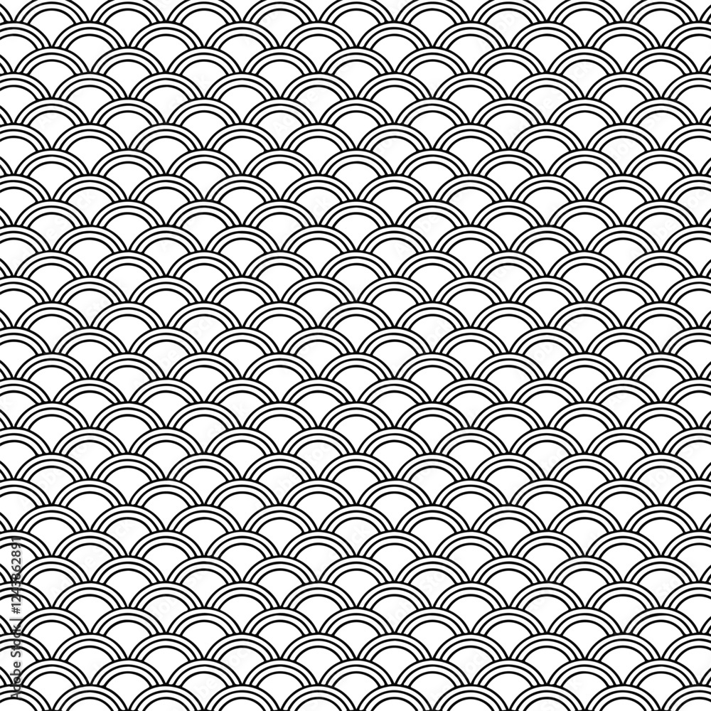 Poster japanese wave pattern black lines pattern background design