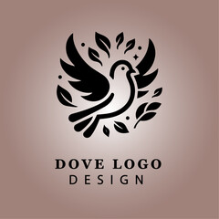 Obraz premium Elegant Dove Silhouette Vector Art with Wings Spread for Peace and Freedom Design in Minimalist Style, Ideal for Logos or Decorative Prints 