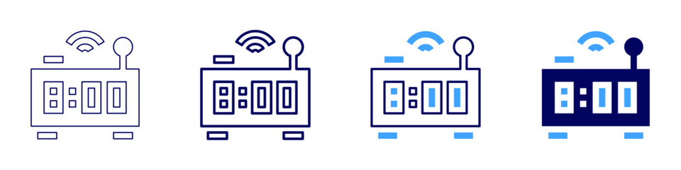 Smart clock icon in 4 different styles. Thin Line, Line, Bold, and Bold Line. Duotone style. Editable stroke