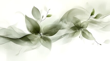 Abstract Green Floral Design With Flowing Lines
